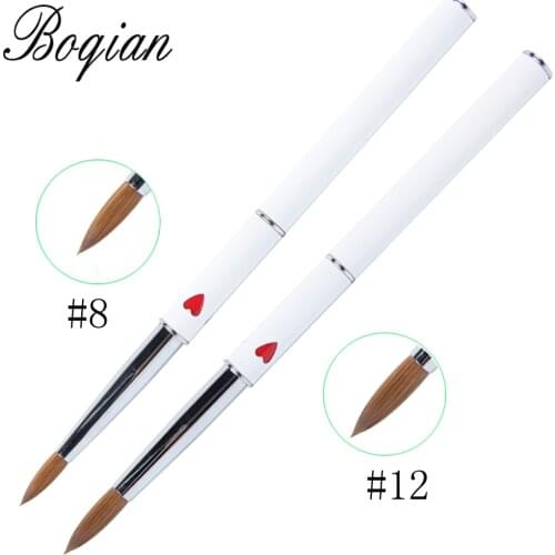 BQAN 1pcs #8#12 Kolinsky Sable Brush Acrylic Nail Art Brush Nail Art Brush Blue Metal Crystal Acrylic Nail Manicure Matal Handle