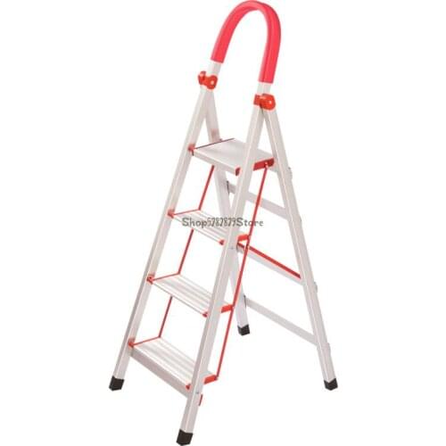 Household Three Four Five Step Herringbone Aluminum Alloy Step Ladder Thickened Stainless Steel Indoor Portable Multifunctional