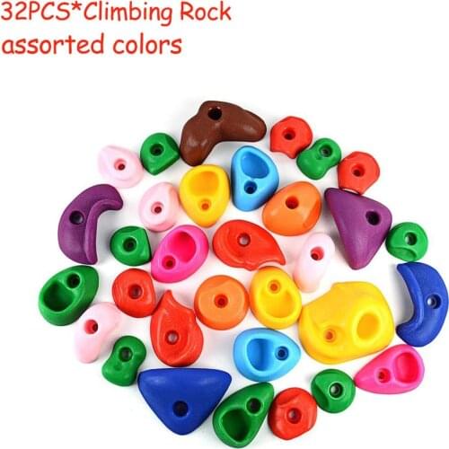 32pcs Childrens Outdoor Climbing Wall Stones Holds Plastic Textured Climbing Rock Holds Wall for Kids Multi Color Assorted