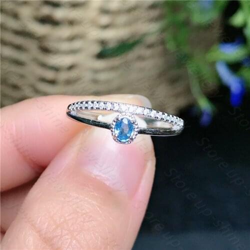Natural color sapphire ring 925 silver womens ring simple atmosphere and long flowing style