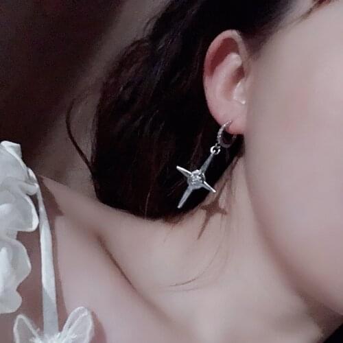 TIMEONLY Creative Cool Croos Drop Earring Shinning Crystal Charms Earrings Street Style Hip Hop Jewelry Gifts for Women Mejur