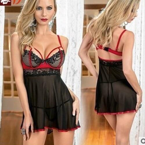 Lace Deep V-Neck Nightdress Sexy Lingerie Nightgowns Sleepwear Night Dress Women Sleeveless Nightwear Sexy Nightshirt