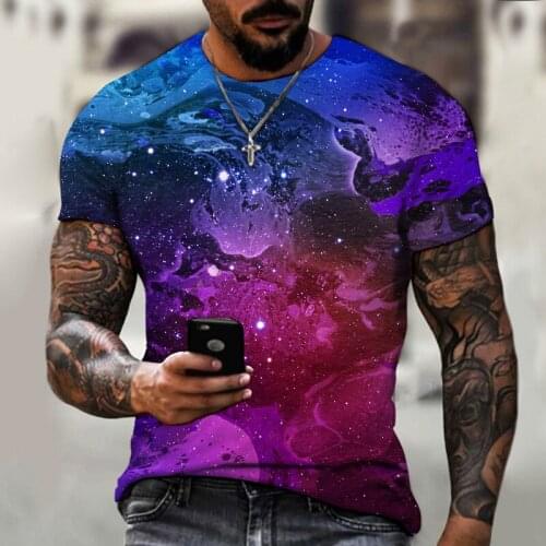 Summer Mens 3d Printing T-shirt Lightning Scenery Printing T-shirt Mens T-shirt Summer Black T-shirt Round Neck Beach T-shirt