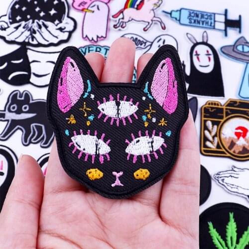 Cartoon Cat Patch Animal Embroidered Patches For Clothing Stickers Anime Spirited Away Applique Iron On Patches On Clothes Badge