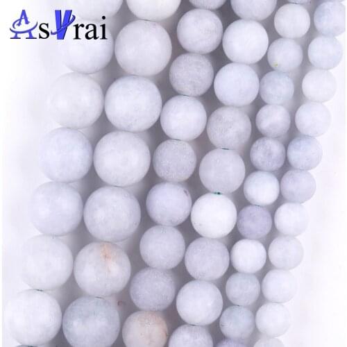 Natural Stone Matte Light Aquamarines Spacer Loose Round Beads For Jewelry Making 6/8/10mm Diy Bracelets Accessories 15"
