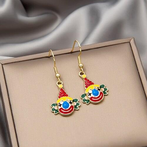 New Funny Alloy Inlaid Rhinestones Drop Earring Circus Clown Art Dangle Earrings Fashion Personality Ear Jewelry