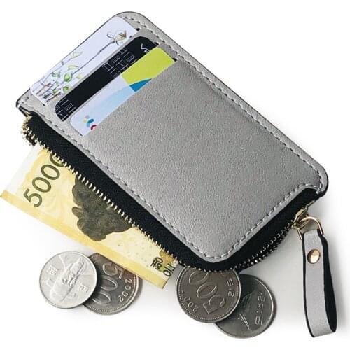 New Fashion Slim Mens Leather Small Wallet Credit Card Holder Women Small Cash Zipper Coin Purse Mini Cards Case Bag