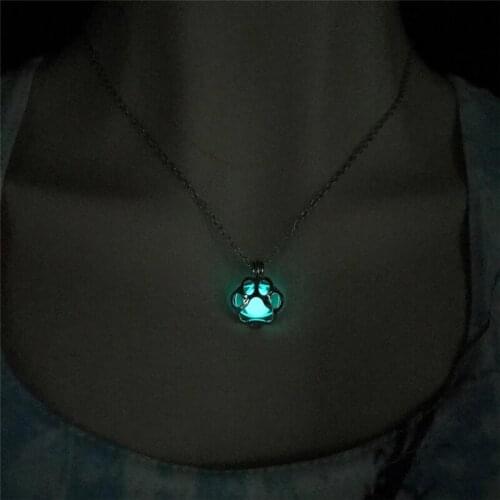 3 Color Glow In The Dark Necklace For Women Chokers Cat Dog Paw Pendants & Necklaces Punk Mens Necklace Jewelry