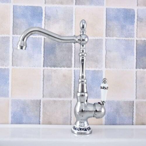 Bathroom Faucet Polished Chrome Single Handle Hot & Cold Water Mixer Taps Wash Basin Bathroom Deck Mounted zsf672