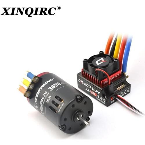 QuicRun 3650 Sensored Brushless Motor + 10BL120 120A Sensored Brushless ESC + LED Program Box General Combo for RC 1/10 Car