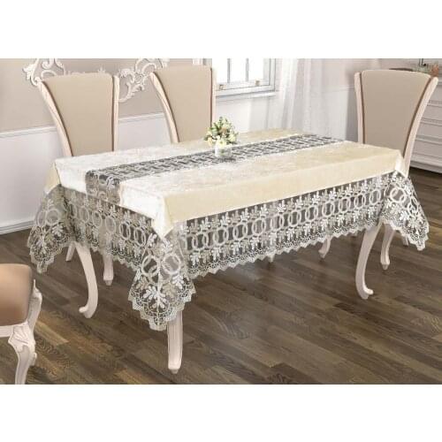 Adelina Model Luxury Care-free Velvet Lace Non-Slip Tablecloth