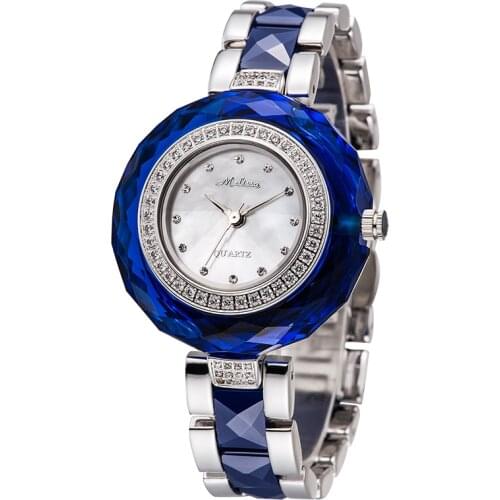 Luxury Lady Womens Watch Ceramic Elegant Rhinestone Fashion Fine Hours Dress Bracelet Crystal Girl Birthday Gift Melissa Box