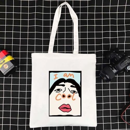 Polyester Foldable Ladies Shopping Bag Effortless Canvas Bag Funny Pattern Shoulder Bags School and Travel Women Folding Ecobag