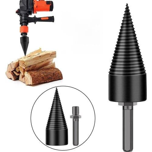 Firewood Machine Drill Wood Reamer Punch Bit For Split Wood Cone-drilling Tool Convenient Effortless Firewood Drill Bit Tool