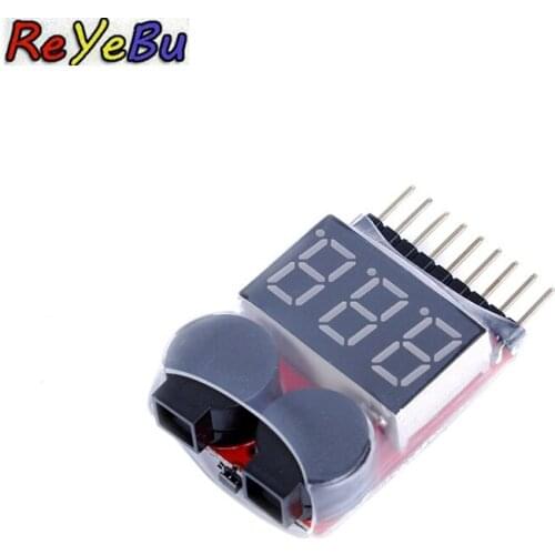 1S-8S Lipo Battery Voltage Tester Volt Meter Indicator Checker Dual Speaker F00872 Low Voltage Buzzer Alarm 2in1 2S 3S 4S 8S