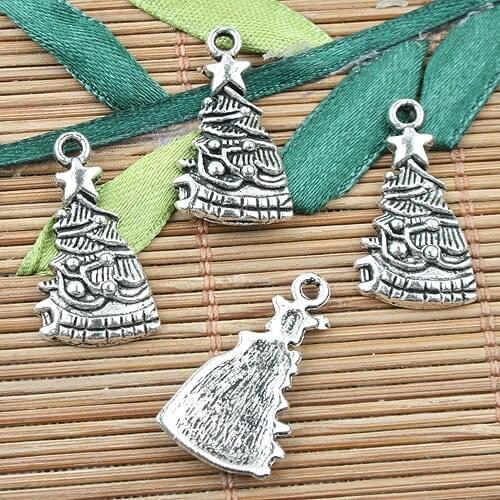 Tibetan silver color Christmas tree design charms 26pcs EF0046