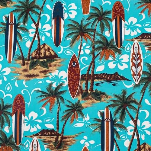 Lake blue hawaii print pure cotton fabric for dress tissus coton imprimé sewing telas algodon estampadas ткань au mètre tissu