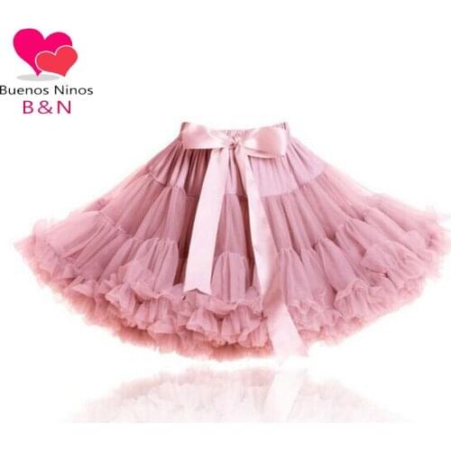 Buenos Ninos 2019 New Color Rose Pink High Quality 1-18 Years Girls Pettiskirt Fluffy Chiffon Princess Dance Party Tutu Skirt 9