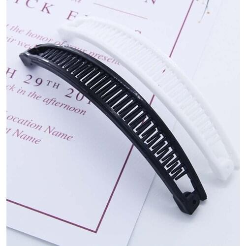 Korean Version Black White Hairpin Banana Shape Plain Hair Ponytail Holder Clip Comb Accessories Hair Clip Comb