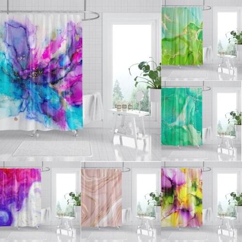 3D Print Watercolor Galaxy Space Shower Curtain Psychedelic Marble Sea Of Clouds Hang Curtain Bathroom Accessories Decoration