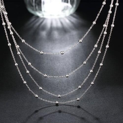 Hot Popular brands 925 Sterling Silver tassel Smooth Bead Chain Necklace For Women Fashion Jewelry Wedding party Christmas Gifts