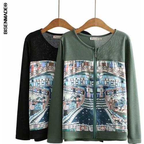 Womens Clothing Jacket Plus Size 2021 Autumn New Show Thin Round Collar Long Sleeve O Neck Zipper Coat A34-228