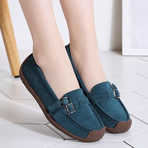 AARDIMI Leather Soft Bottom Women Loafers For Ladies Sewing Buckle Strap Flat Shoes Woman Office&Career Rubber Non-slip Footwear