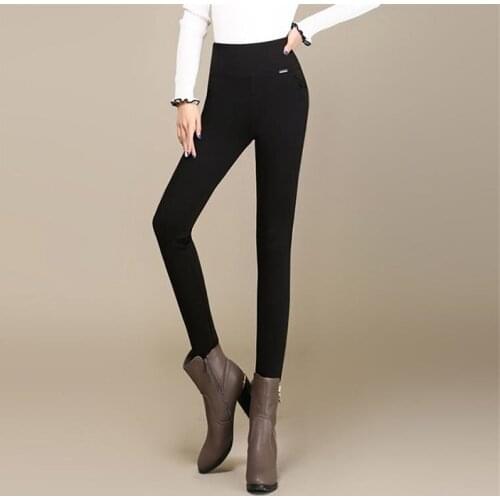 Woman Plus Size Winter Velvet Thick Pencil Pants Women Fall Solid Warm Female Stretch Trousers Lady Winter Down