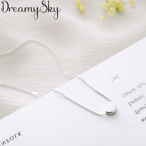 DreamySky Boho Love Heart Silver Color Long Chain Necklaces For Women Pure Silver Choker Necklace Christmas Jewelry