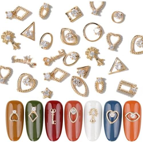 2pcs 3D Metal Zircon Nail art Japanese Jewelry Nail Decorations High Quality Crystal Manicure Zircon Diamond Charms