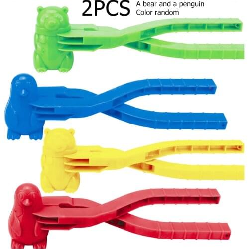 2pcs Plastic Snowball Sled Snowman Beach Clip Penguin Bear Making Model Toys Childrens Winter Outdoor Snow Playing Tools