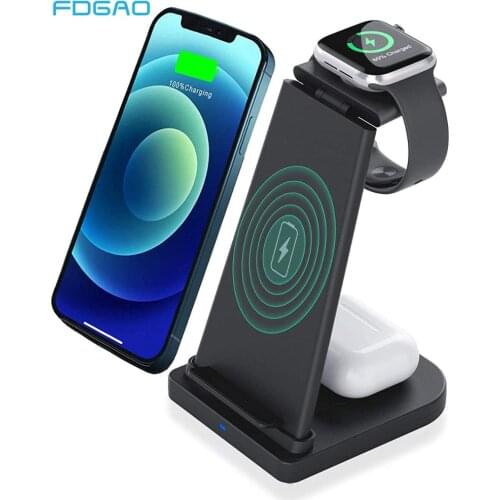 3 In 1 Wireless Charger For iPhone 12 11 XS XR X 8 Airpods Pro iWatch 6 SE 5 4 3 15W Fast QI Charging Stand for Samsung S20 S10
