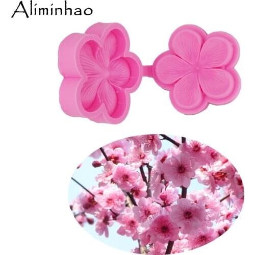 B1302 3D Plum blossom DIY Cake flower border Resin Clay Sugarcraft Mold fondant silicone mold for Wedding cake decorating tools