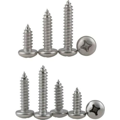 50PCS M3 304 stainless steel cross round head self-tapping screw