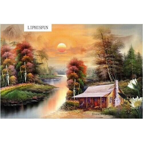 5D Full Drill DIY Diamond Painting Mountain House Scenery Square Rhinestone Diamond Embroidery Cross Stitch Home Decoration