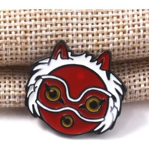 Anime Princess Mononoke Mask brooch two-dimensional Japanese Cartoon badge pin bag decoration for Boys or Girls Birthday Gifts