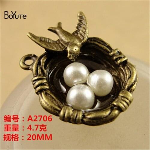 BoYuTe (20 Pieces/Lot) 20MM Vintage Bird Nest Charms Fashion Metal Bird Nest Charms Pendant Diy Jewelry Handmade Accessories