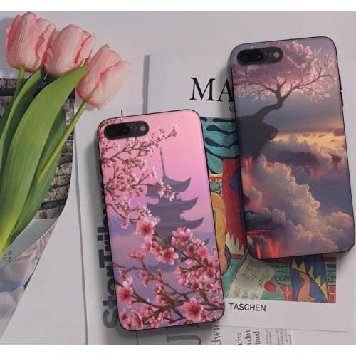 Cherry Blossoms Tree Phone Case Shell Cover For Iphone 6 6s 7 8 Plus Xr X Xs 11 12 13 Mini Pro Max