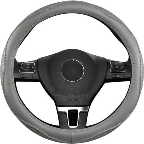 Genuine Leather Car Steering Wheel Cover 37-38CM Non-slip Wear-resistant Sweat Absorbing Fashion Sports Steering Wheel Cover