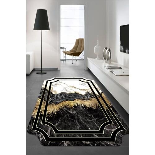 Black Decorative and Stylish Washable Non Slip Based Laser Cut Living Room Carpet