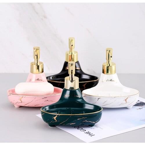 150ml Liquid Dispenser Botttle with Soap Dish Function Bathroom Ceramic Hand Wash Empty Bottles Kitchen Detergent Sub-bottling