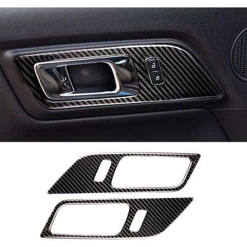 Door Grab Handle/Bowl Decoration Cover Trim Decal for Ford Mustang 2015 2016 2017 2018 2019 2020 2021 Car Accessory Carbon Fiber