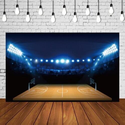 Basketball Court Backdrop Sports Theme Grad Birthday Party Banner Indoor Lights Photography Background Video Mural Poster Decors