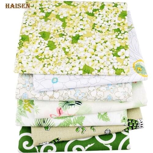 Haisen,Green Floral Series Cloth,Printed Twill Cotton Fabric For DIY Quilting&Sewing Baby&Child/Sheet,Pillow,Cushion Material