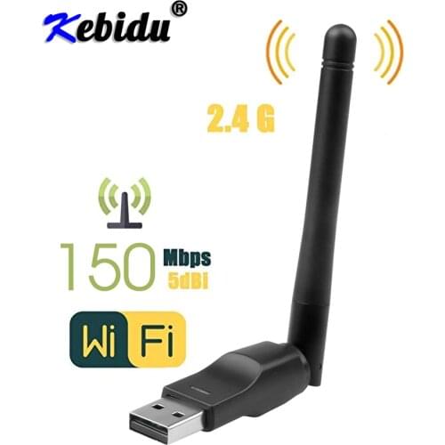 Kebidu WiFi Wireless Network Card USB 2.0 150M 802.11 b/g/n LAN Adapter with rotatable Antenna for Laptop PC Mini Wi-fi Dongle