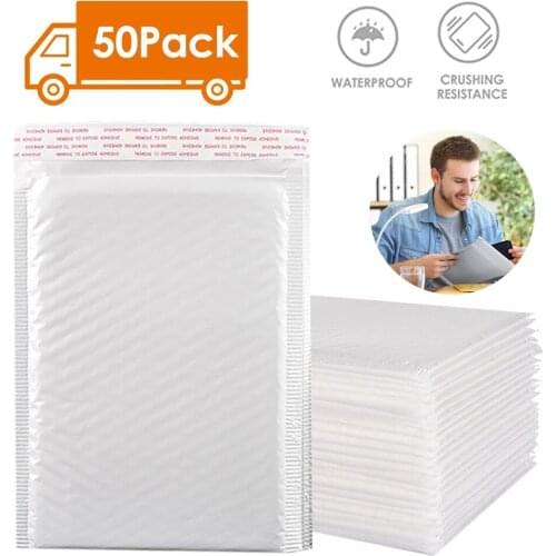 Padded Envelopes 50 pcs Waterproof Bubble Express Bag Bubble Mailers Padded Envelopes Lined Poly Mailer Self Seal Courier Bag