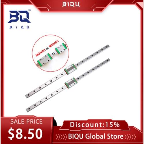 Linear Guide Rail MGN9H 9mm 100 150 200 250 300 350 400 450 500 550 mm linear Rail + MGN9H or MGN9C Block For CNC 3D Printer