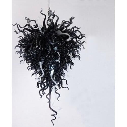 Murano Glass Chandelier Black Light LED Lustres Hanging Pendant Lamp 120 CM Long for House Art Decoration