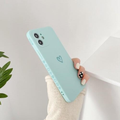 Candy Color Love Heart Phone Case For iPhone 11 12 Pro Max XS Max X XR 7 8 Plus Mini SE 2020 Soft Silicone Bumper Back Cover