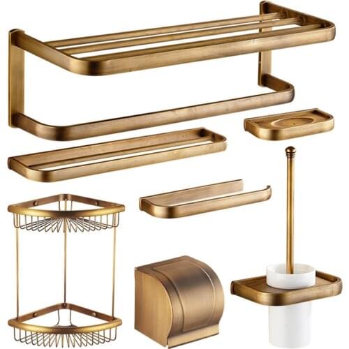Antique Square Bathroom Hardware set European bathroom accessories set wall mounted bathroom products towel rack paper holder UY